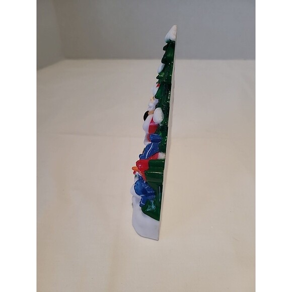 Vintage Plastic  Christmas Tree Scene Santa  Snowman Reindeer Wall Hanging 6" - Picture 5 of 16